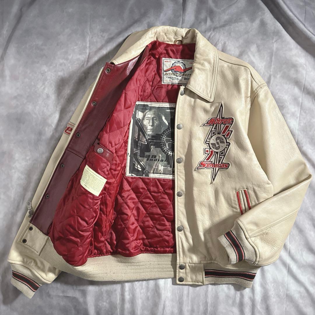 入手困難　アビレックス　スタジャン　レザージャケット インディアン　ベージュ　M