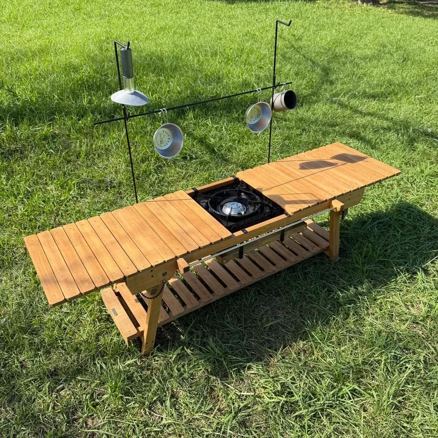 IGT対応 ウッドテーブル ラスティックパイン 真鍮 折たたみ キャンプ