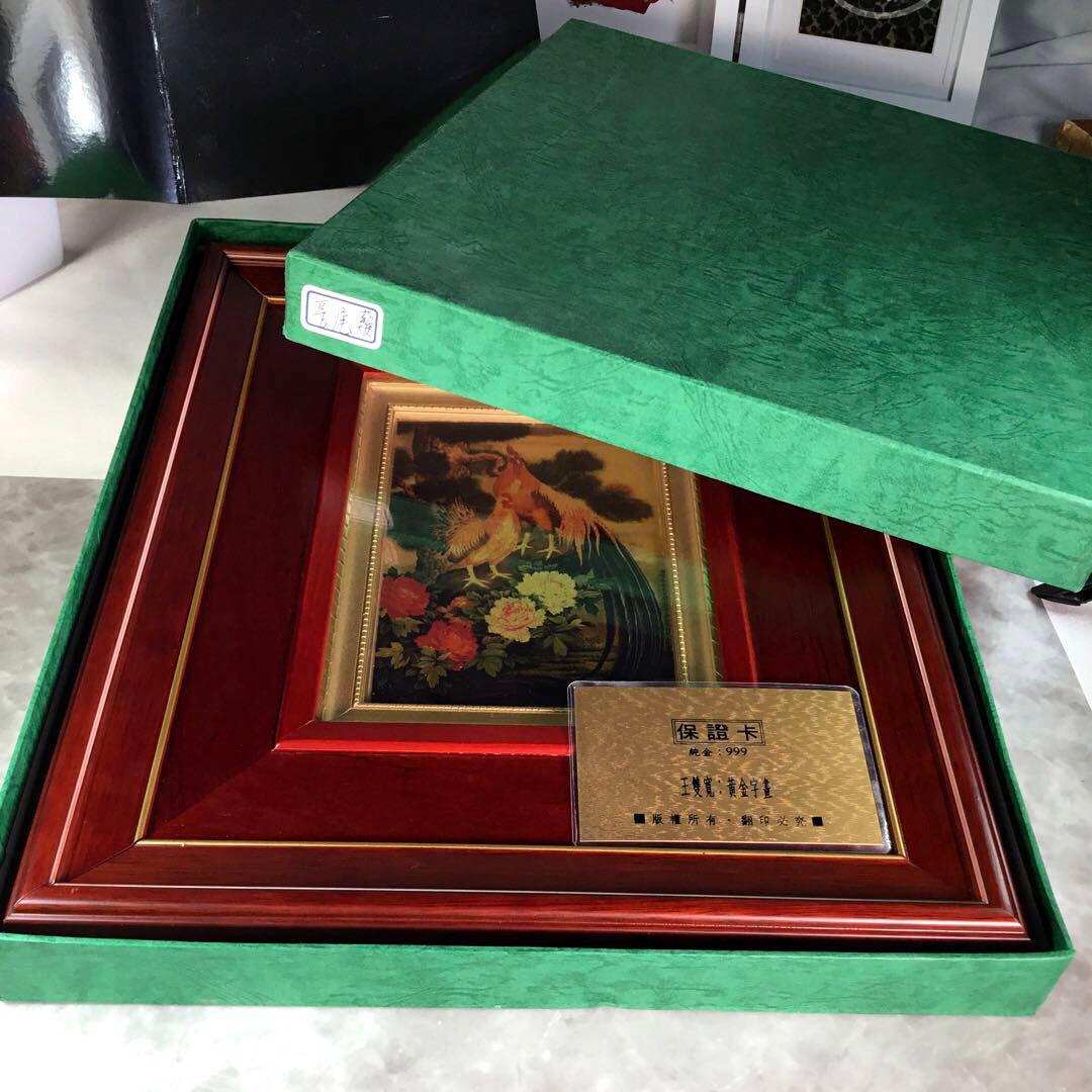 純金 999 K24 尾長鶏 松 牡丹 額縁 GOLD縁起物 ROEN joy - メルカリ