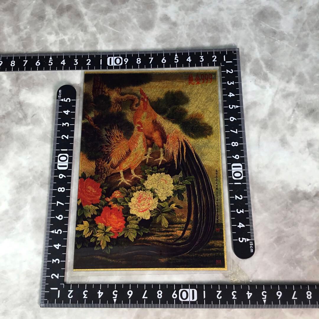 純金 999 K24 尾長鶏 松 牡丹 額縁 GOLD縁起物 ROEN joy - メルカリ