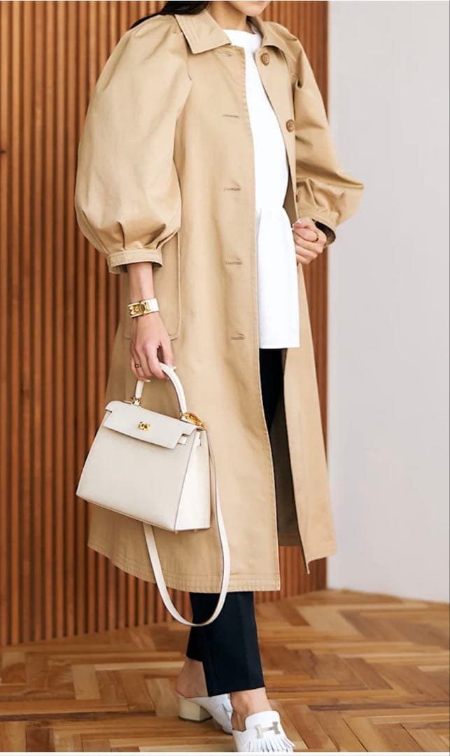 マーロンエノンフィ美品ボリュームパフトレンチコートyori heveオーガ