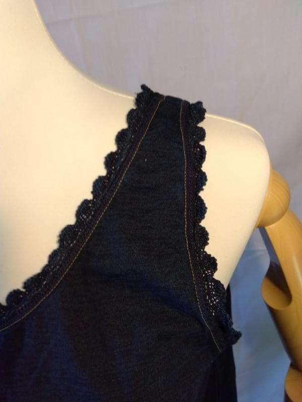 ク*リ様 45R ネイビー ノースリーブ タンクトップ レース付き 星2つ サイ