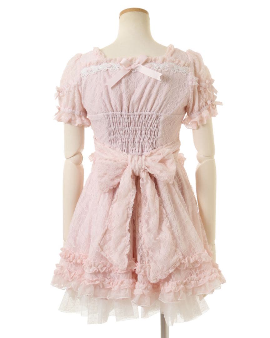 LIZLISA リズリサ ダブルレースアップリボンワンピース ピンク