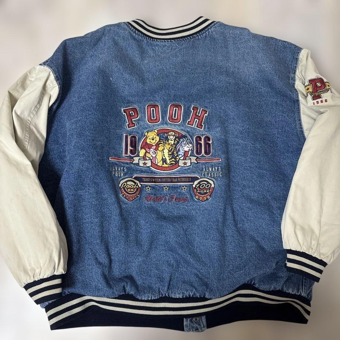 【サイズXXL 総刺繍】90s Disney くまのプーさん デニム スタジャン