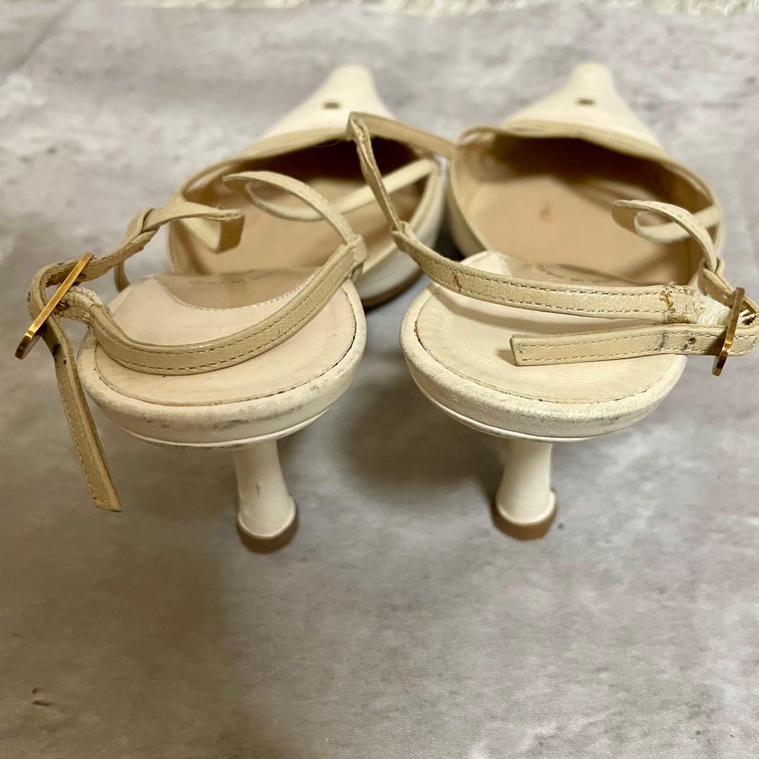 CHANEL シャネル パンプス ミュール ココマーク ホワイト ヒール 37