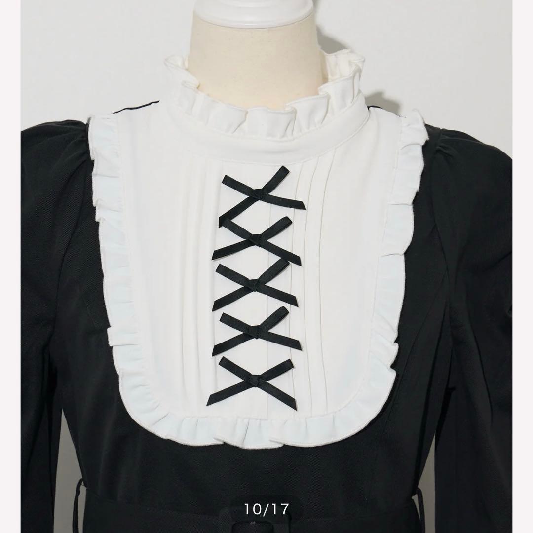 ヨークフリルベルト付きワンピース pium ブラック