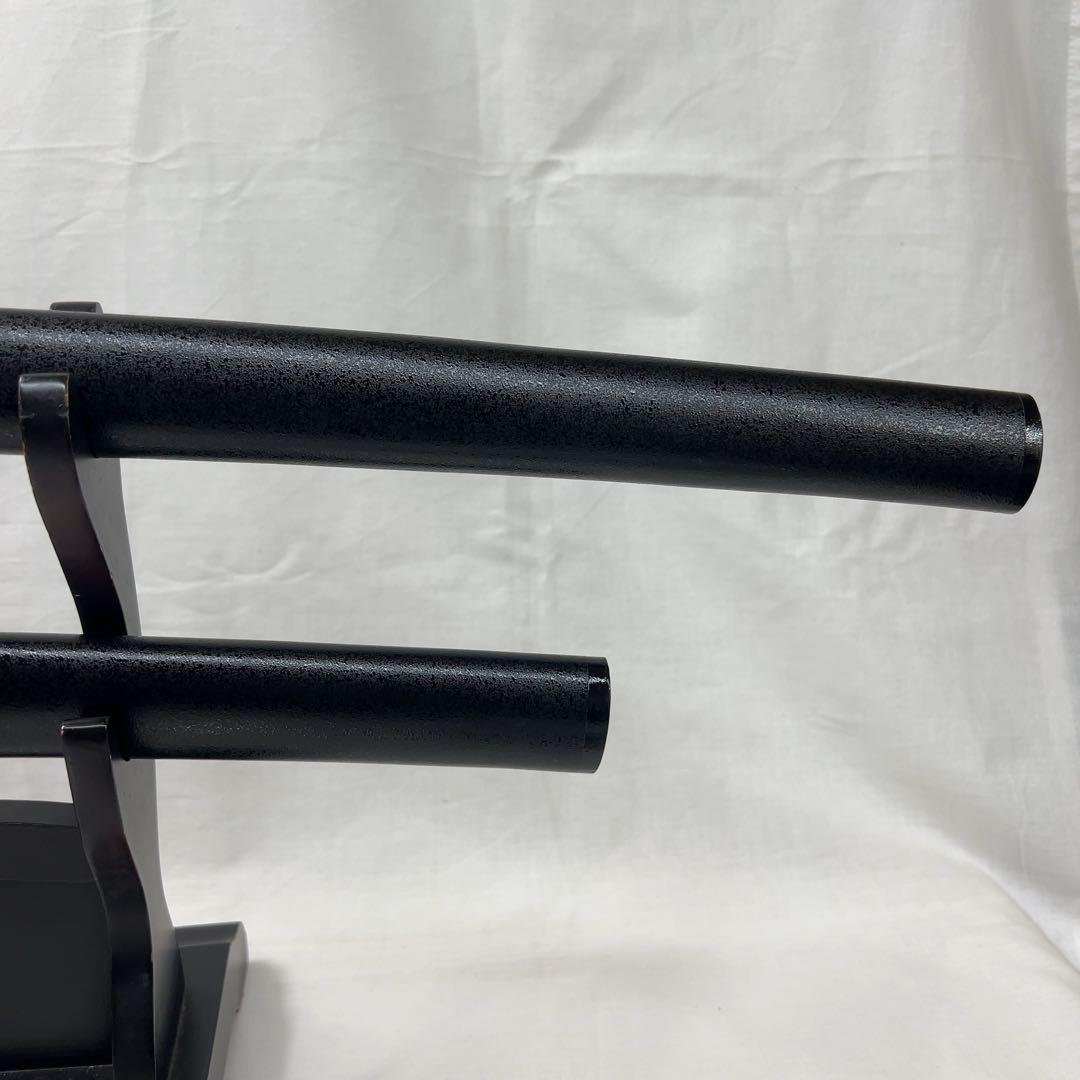 【模造刀】二本差し 太刀 脇差 鶴 鍔 黒鞘 日本刀