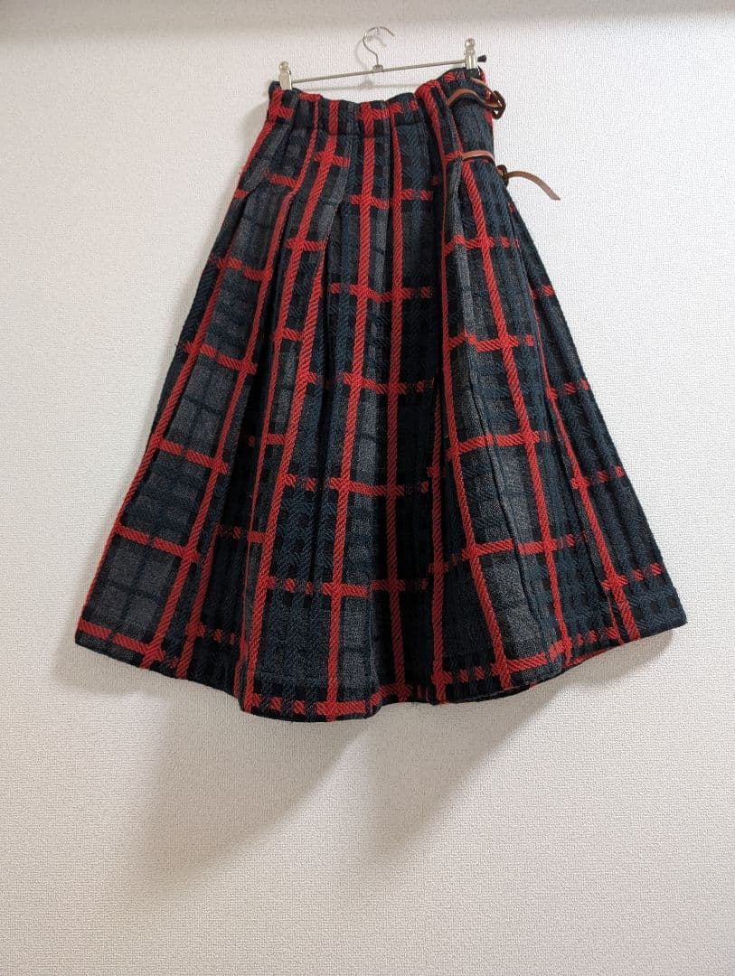 値下げ　㉕儀右ヱ門　KURUMI 久留米絣　ロング巻きスカート　グレー