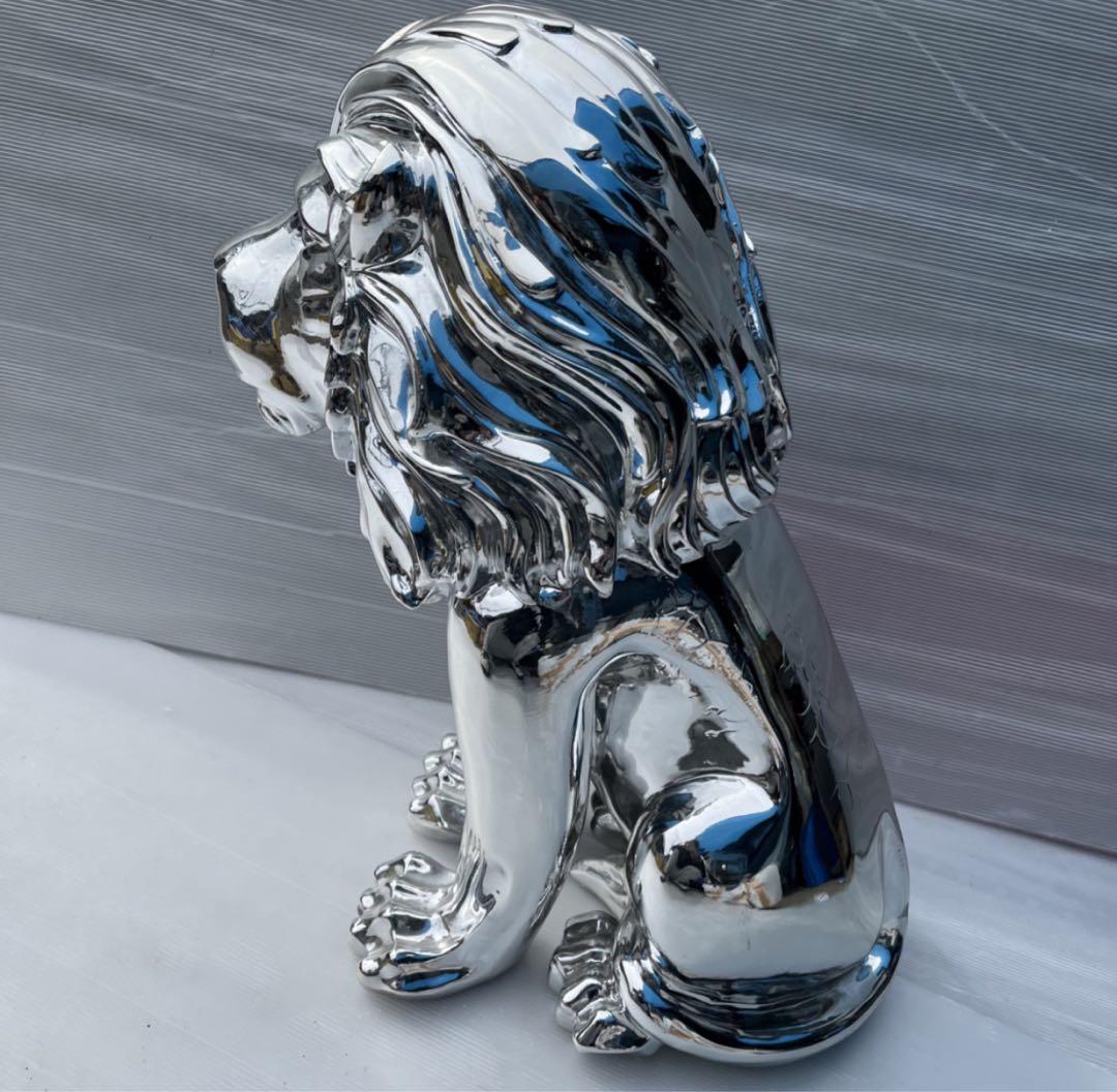 ライオン シルバー 置物 インテリア