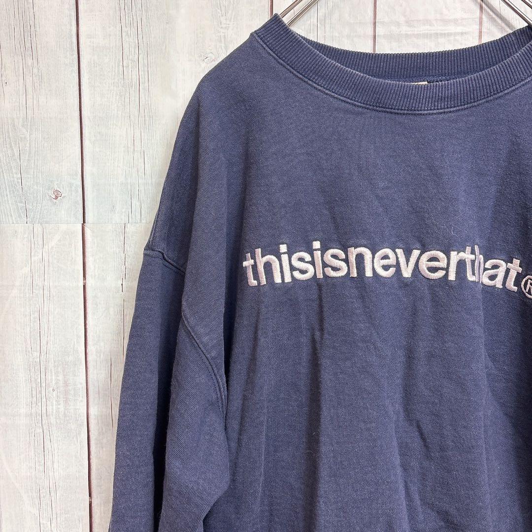 thisisneverthat ネバザ ビッグロゴ 刺繍 スウェット 紺 XL - メルカリ