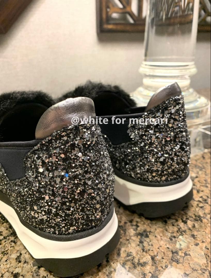 ドバイ購入 イタリアデザイナー 定価9万 きらきらグリッター×ファースニーカー