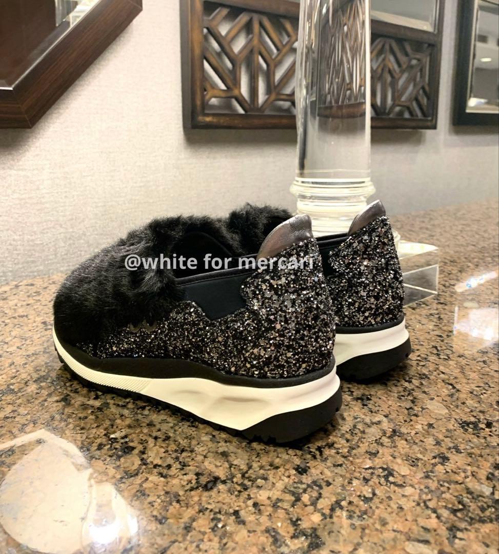 ドバイ購入 イタリアデザイナー 定価9万 きらきらグリッター×ファースニーカー