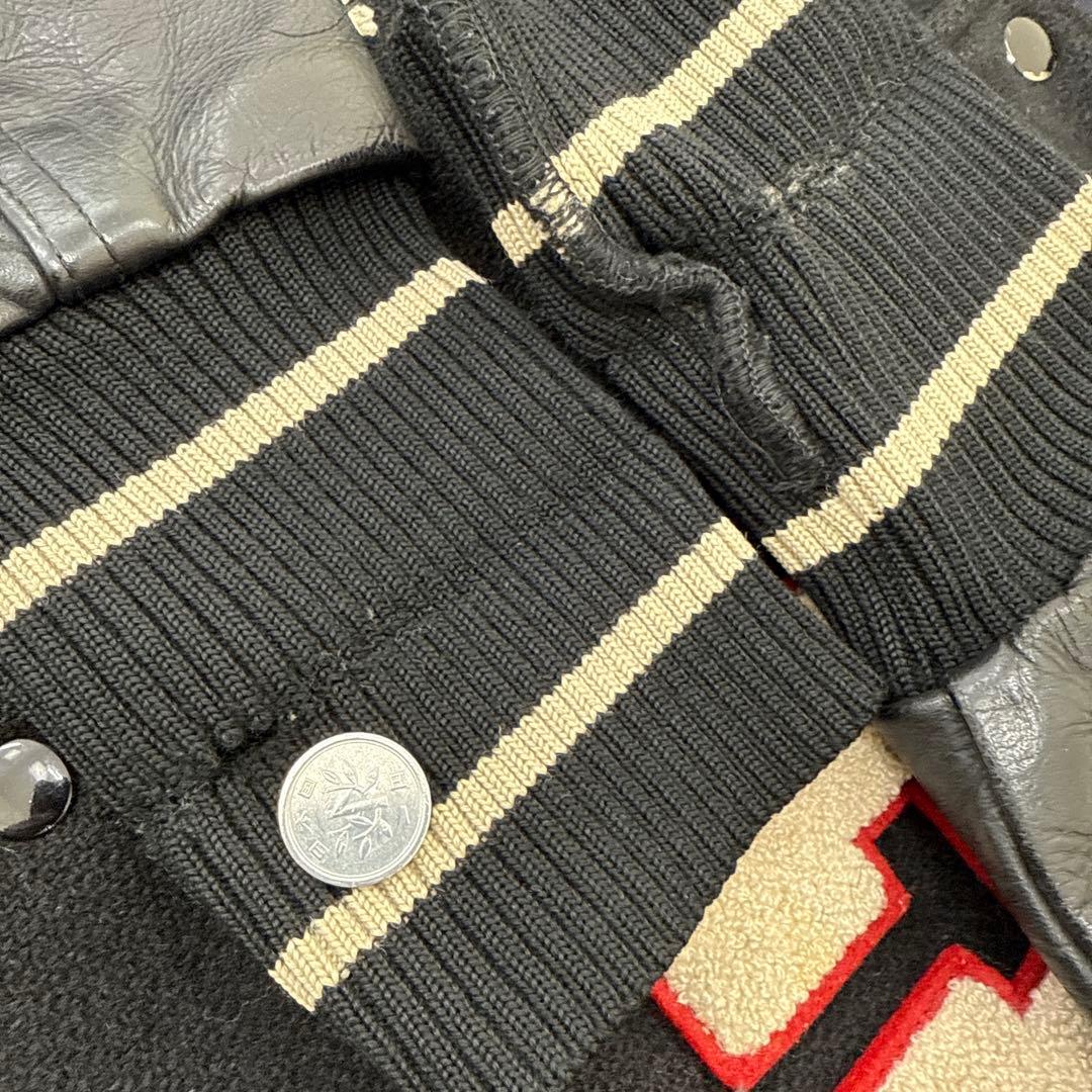 90s ハリウッドランチマーケットレザー袖スタジャン