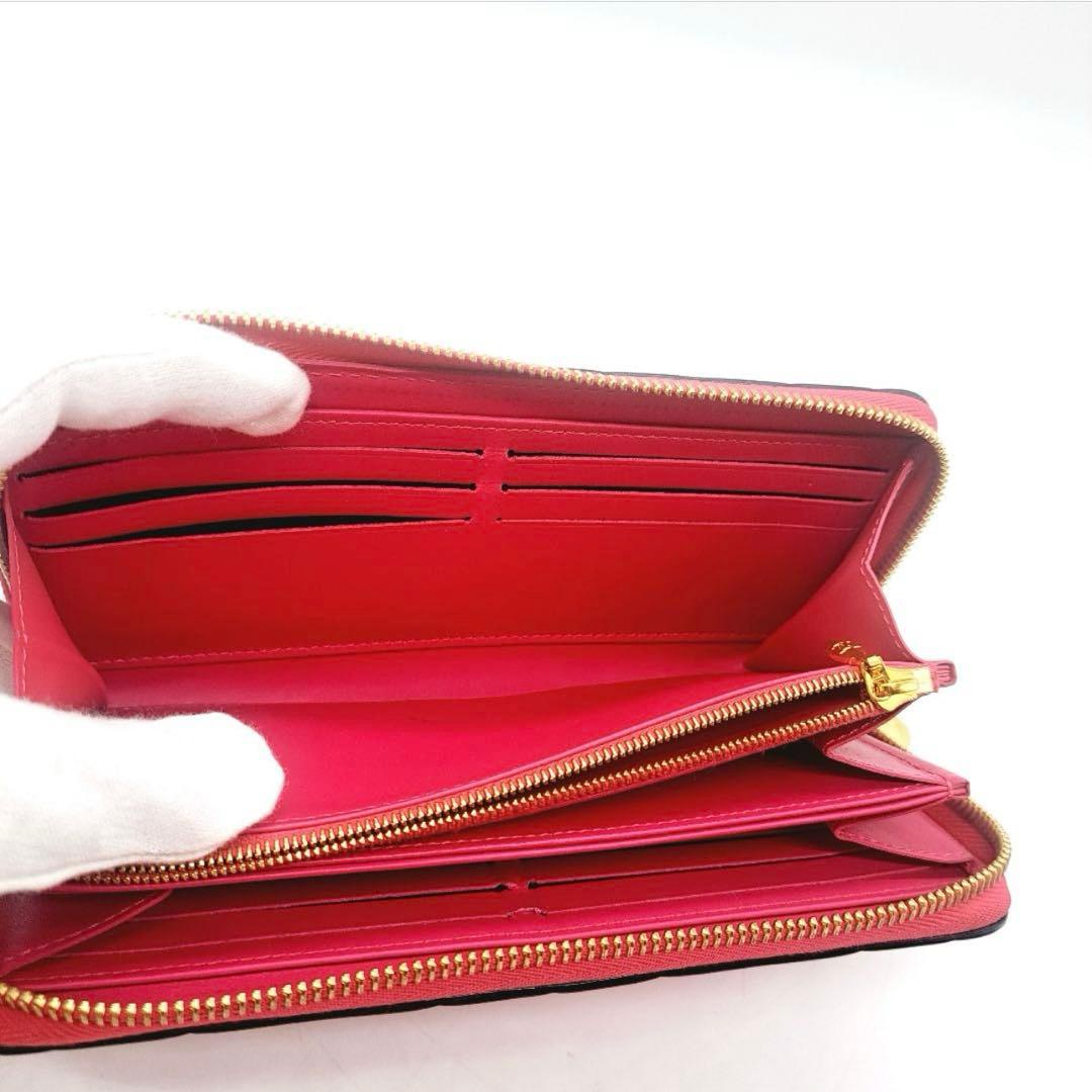 極美品　ルイヴィトン バレンタイン限定　長財布　フューシャ ピンク M64155