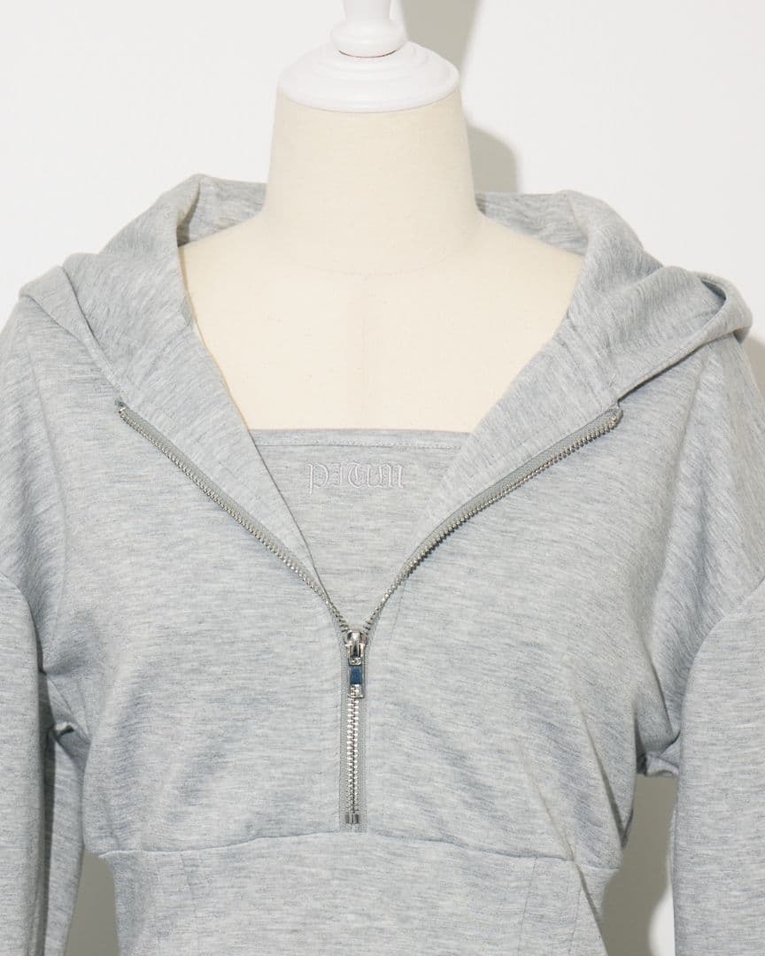 レイヤードティアードボンディングワンピース pium グレー