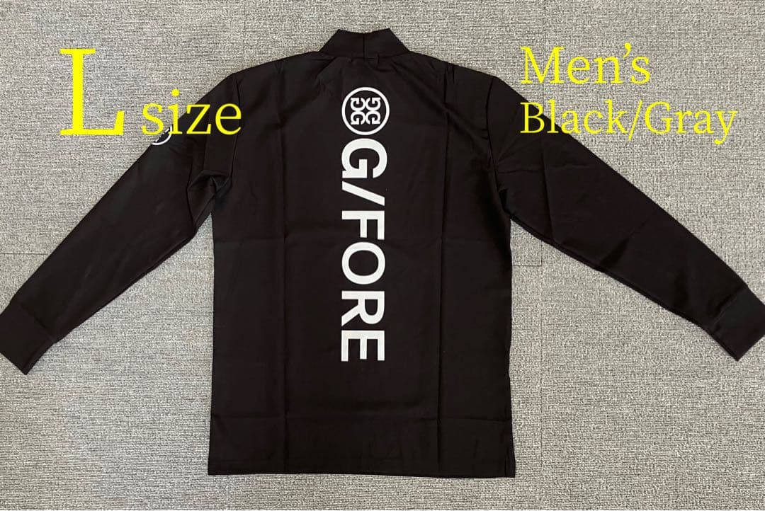 G/FORE ジーフォア LサイズモックネックロングスリーブT-シャツ 黒色