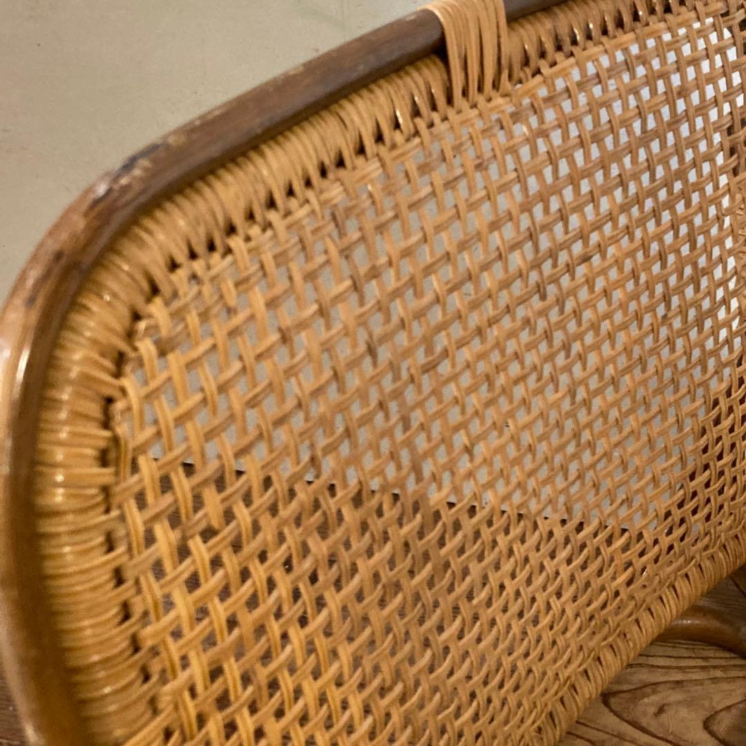 2脚セット ヴィンテージラタン 座椅子 肘掛け 和モダン 古民家