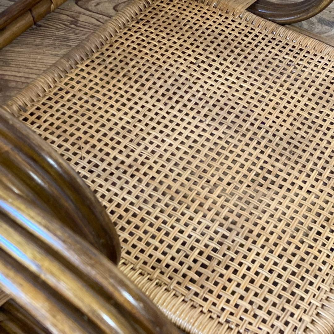 2脚セット ヴィンテージラタン 座椅子 肘掛け 和モダン 古民家