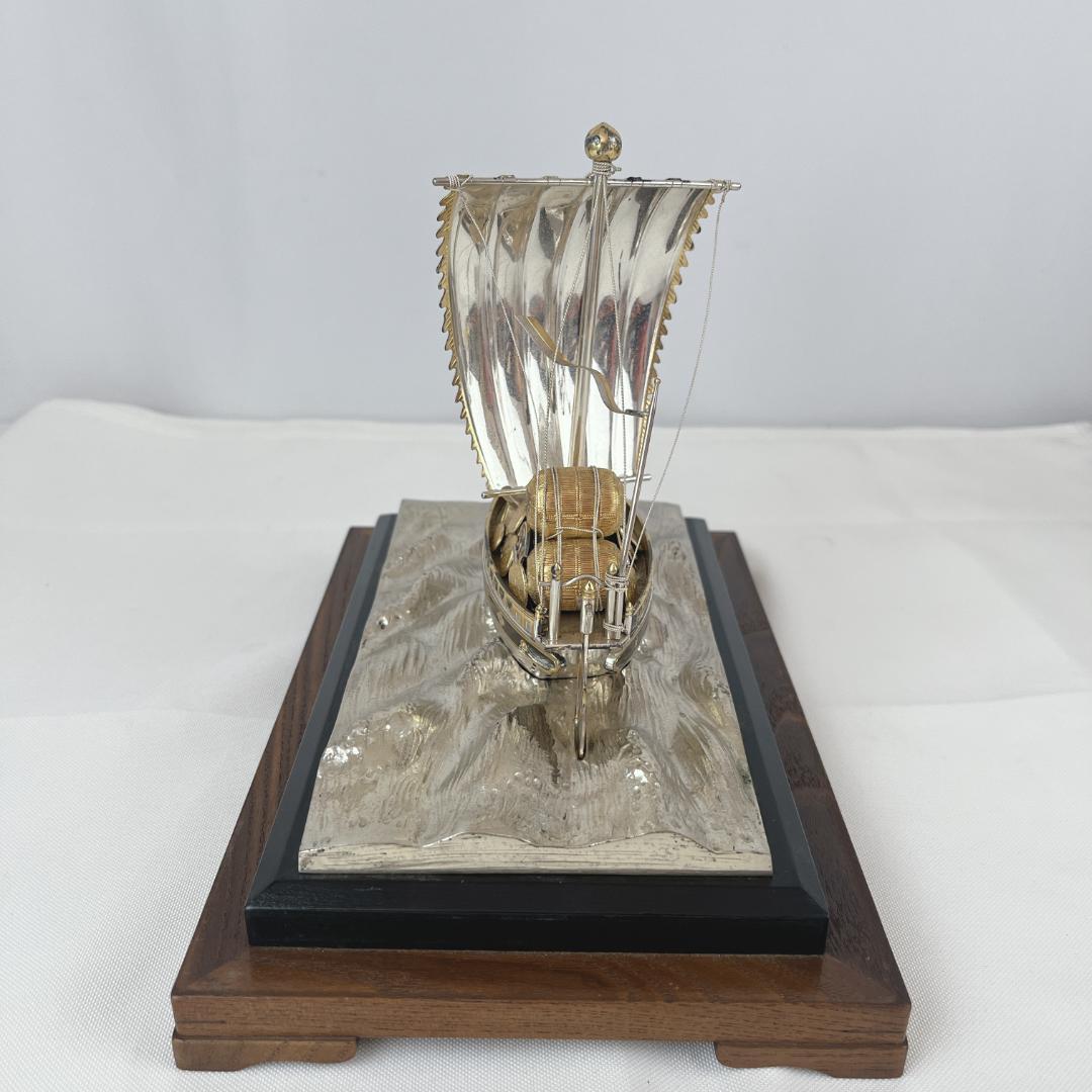 美品☘️ 三越謹製　銀製刻印　宝船　約272ｇ　置物　ガラスケース付