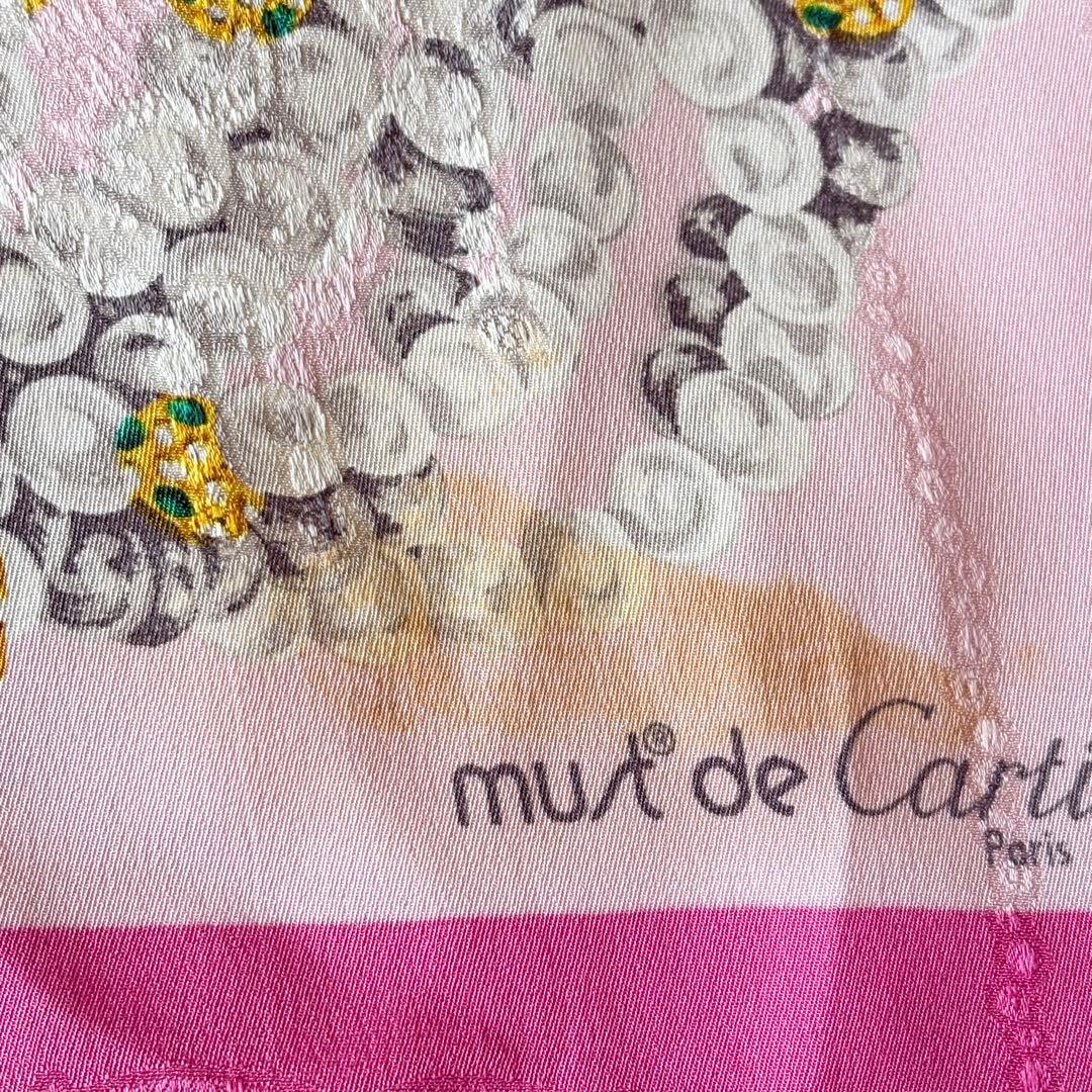 カルティエ パンテール ヒョウ柄 シルクスカーフ ピンク 箱付