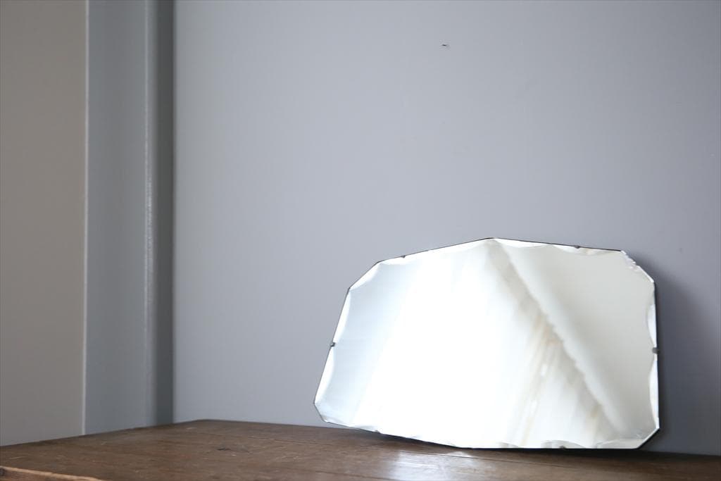 英国アンティーク壁掛けカッティングミラー/ベベルドミラー/鏡(89-86-1