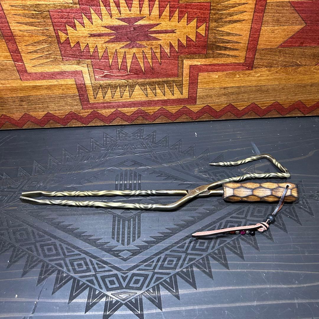 No.11 ツイスト薪ハサミ　ステンレス薪ハサミ　火ハサミ　フルカスタム