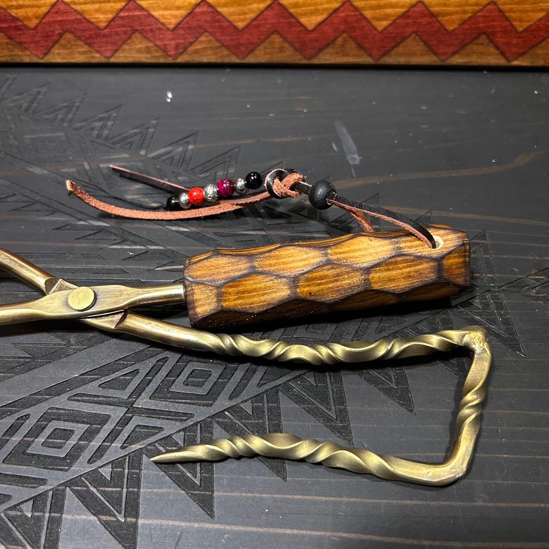 No.11 ツイスト薪ハサミ　ステンレス薪ハサミ　火ハサミ　フルカスタム