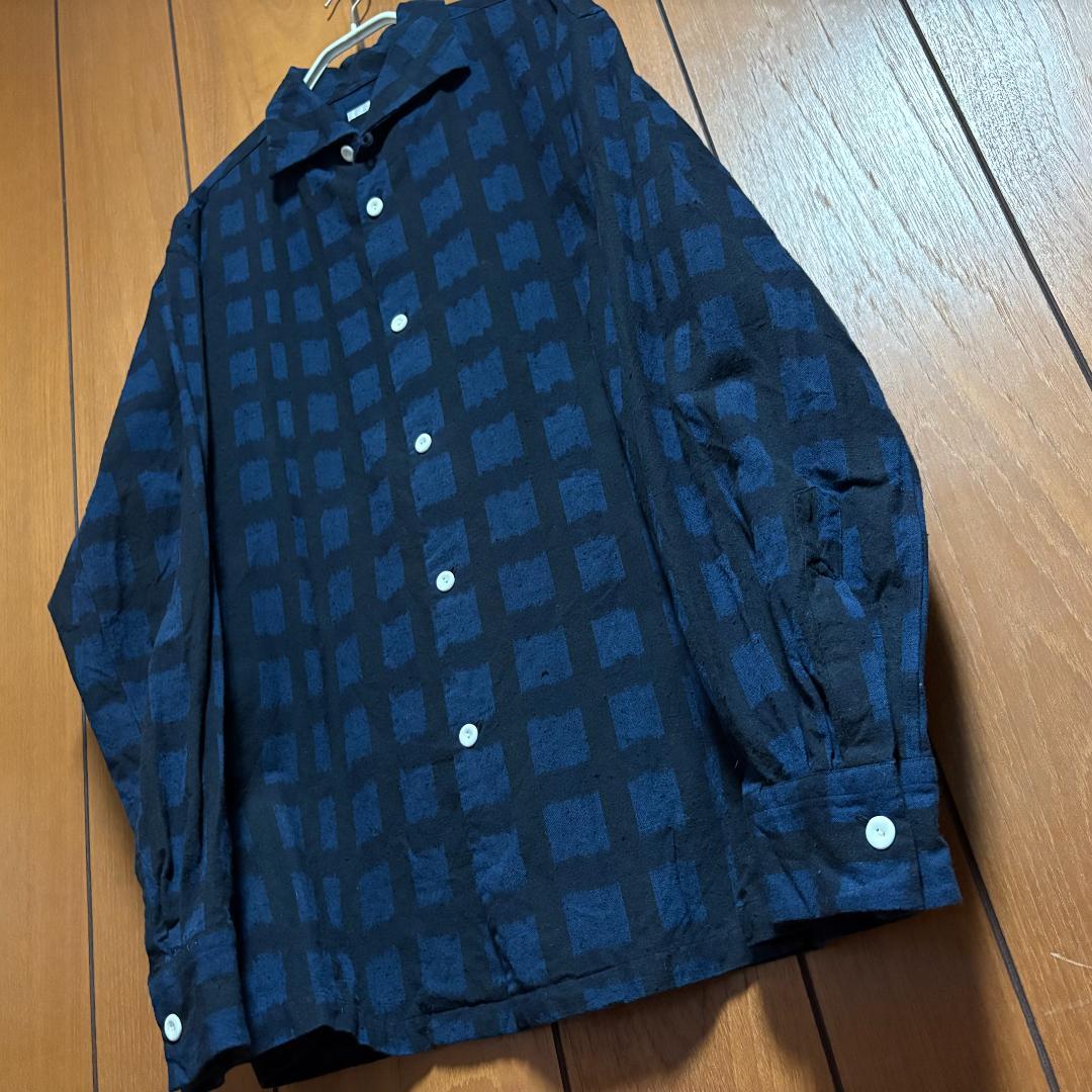 SOWBOW 開襟シャツ 久留米絣 濃紺 ワンピースカラー サイズ4 - メルカリ