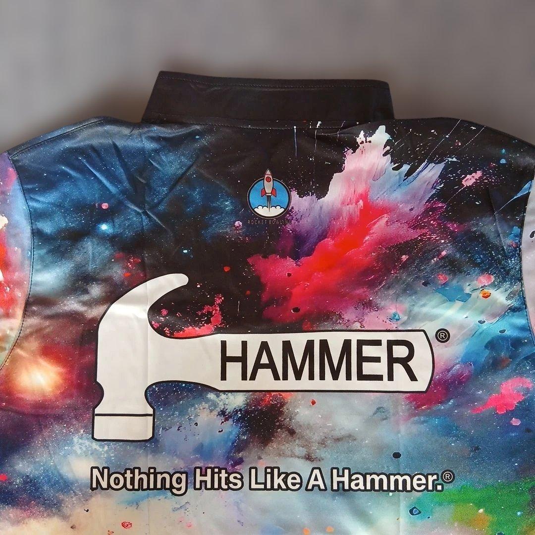 ボウリングウェア　日本サイズ2XL　ハンマー　宇宙　カラフル　かっこいい