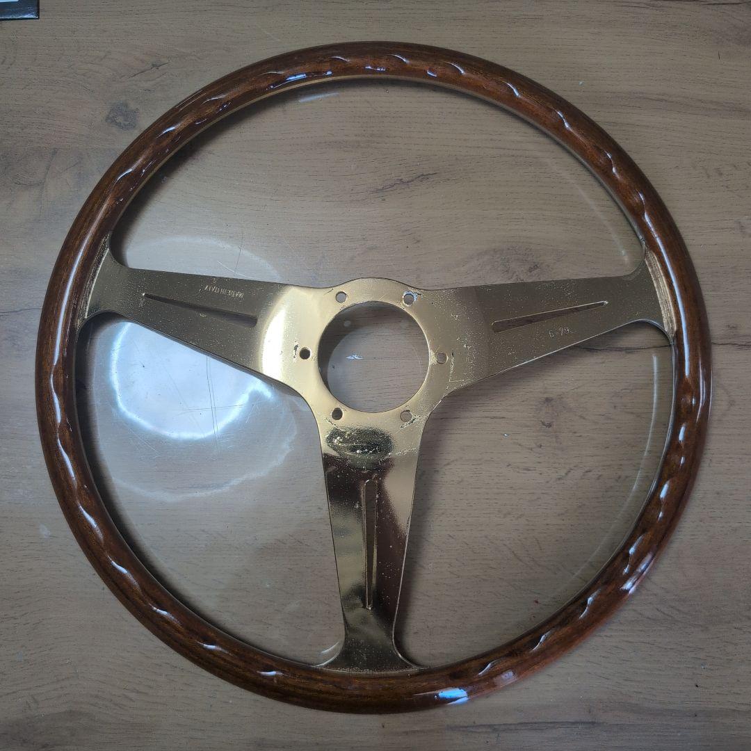 NARDI 当時物 ゴールド/ウッド ステアリングハンドル 38.5cm ！