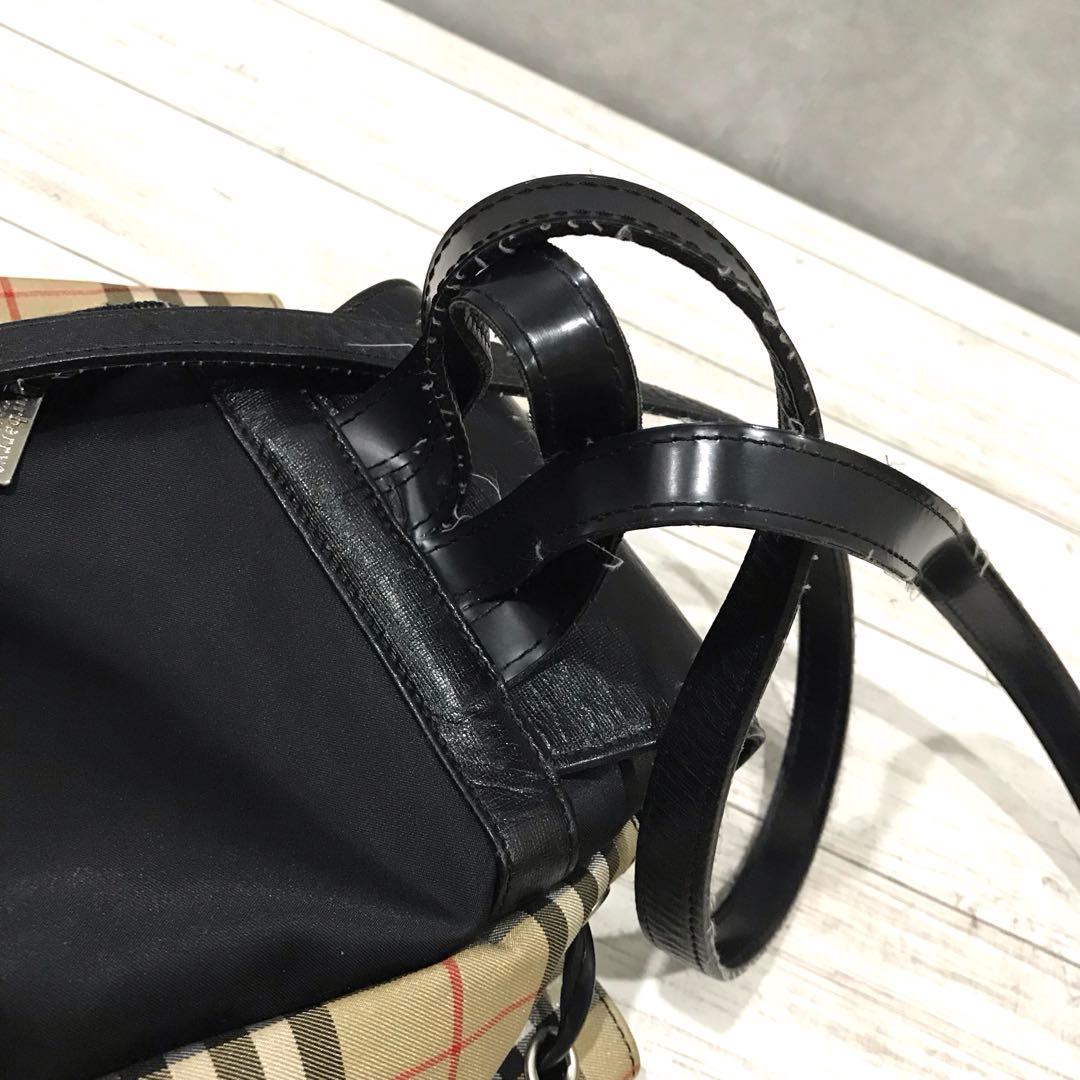 ＢＵＲＢＥＲＲＹ ノバチェック 巾着型 リュック 希少 ベージュ