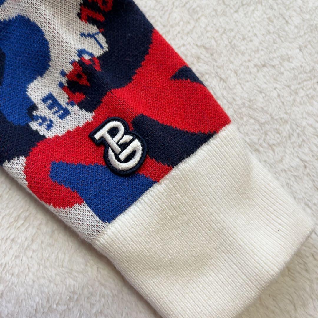 美品　パーリーゲイツ　２WAY　ニットジャケット　裏地付　迷彩　カモ柄　フード