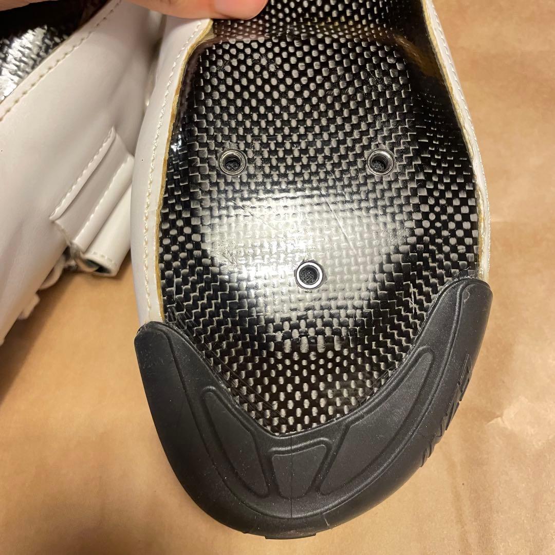 EZNI 自転車シューズ ホワイト ベルクロ　25.5 ハンドメイド　美品　競輪