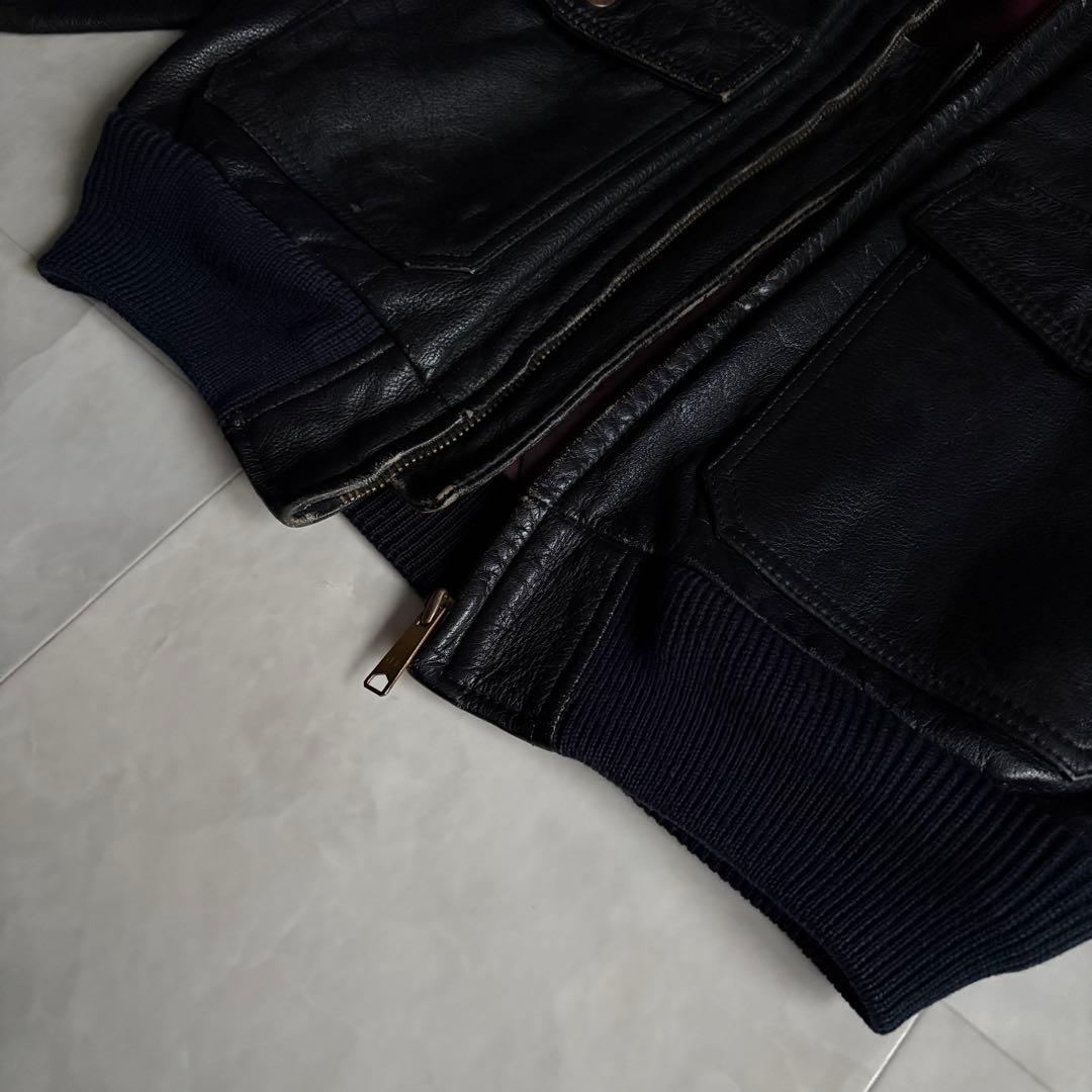90s vintage A-2 本革 レザージャケット 黒 L ライナー付