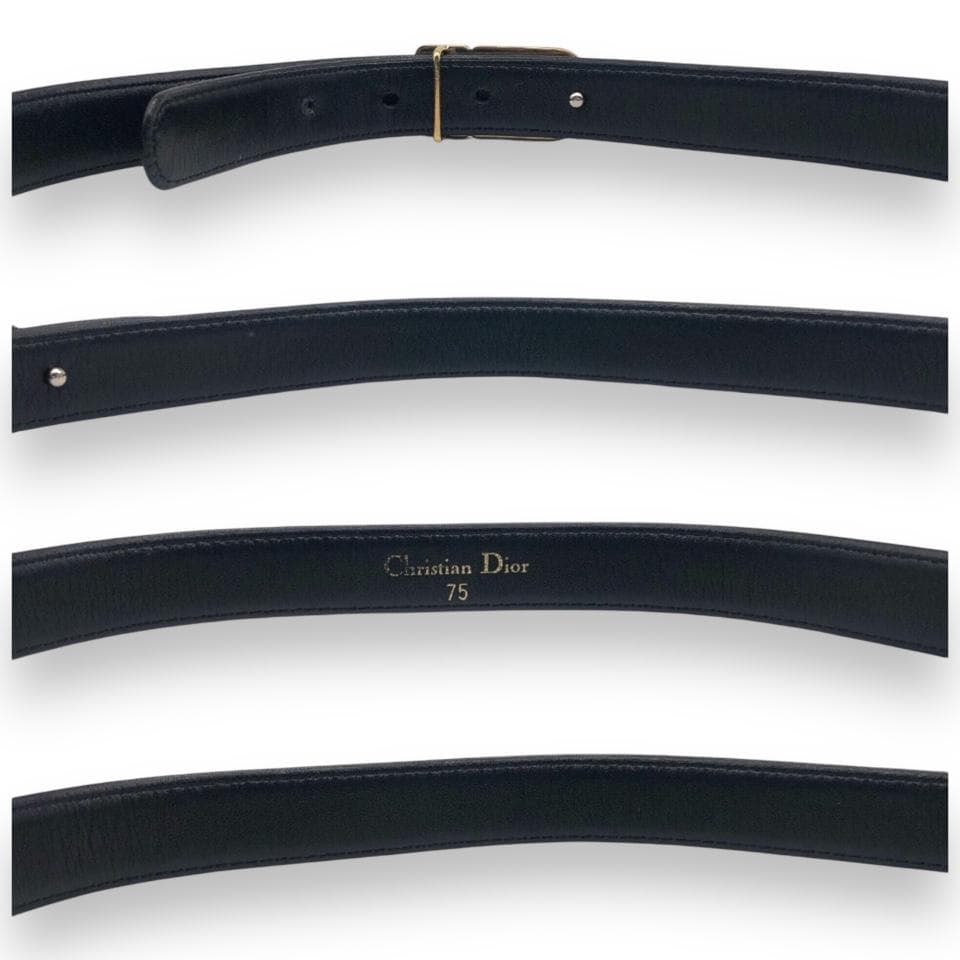 【美品】クリスチャンディオール CDロゴ ベルト ゴールド ブラック イタリア製