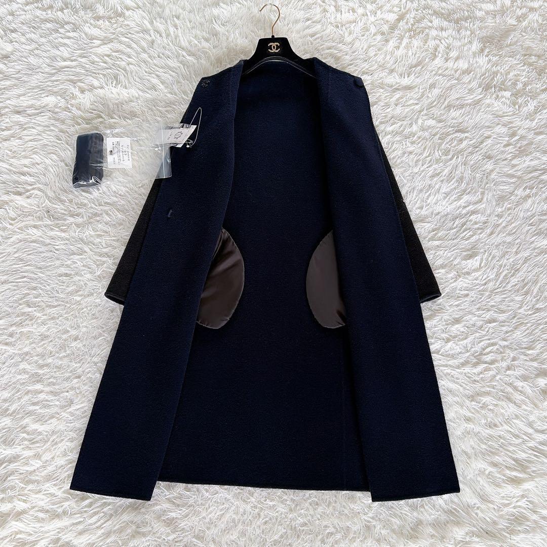 新品タグ付き【東京ソワール】カシミヤウールリバーシブルダブルフェイスリバーコート