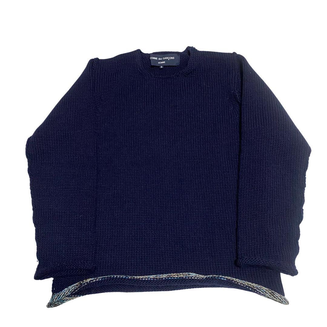 コムデギャルソンオム デザインニット メンズS ネイビー ウール - メルカリ