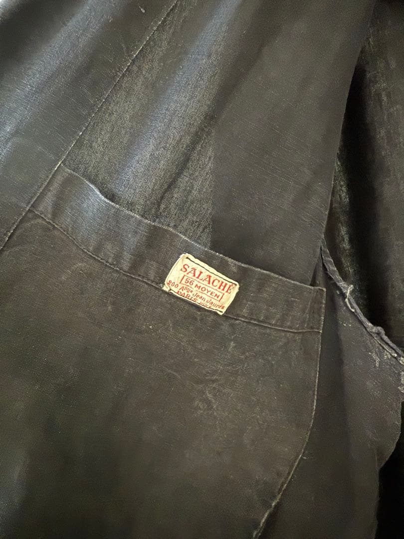 1920年代　\"SALACHE\" ブラックリネン　マキニョンコート