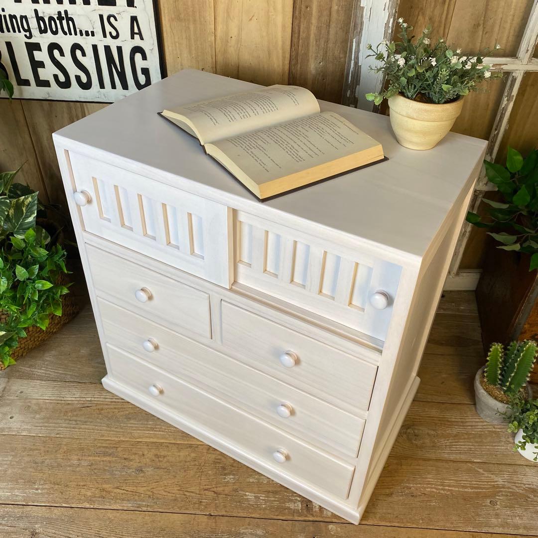 大幅値下げセール中！木製多引き出し桐チェストタンスAホワイト56㎝×58