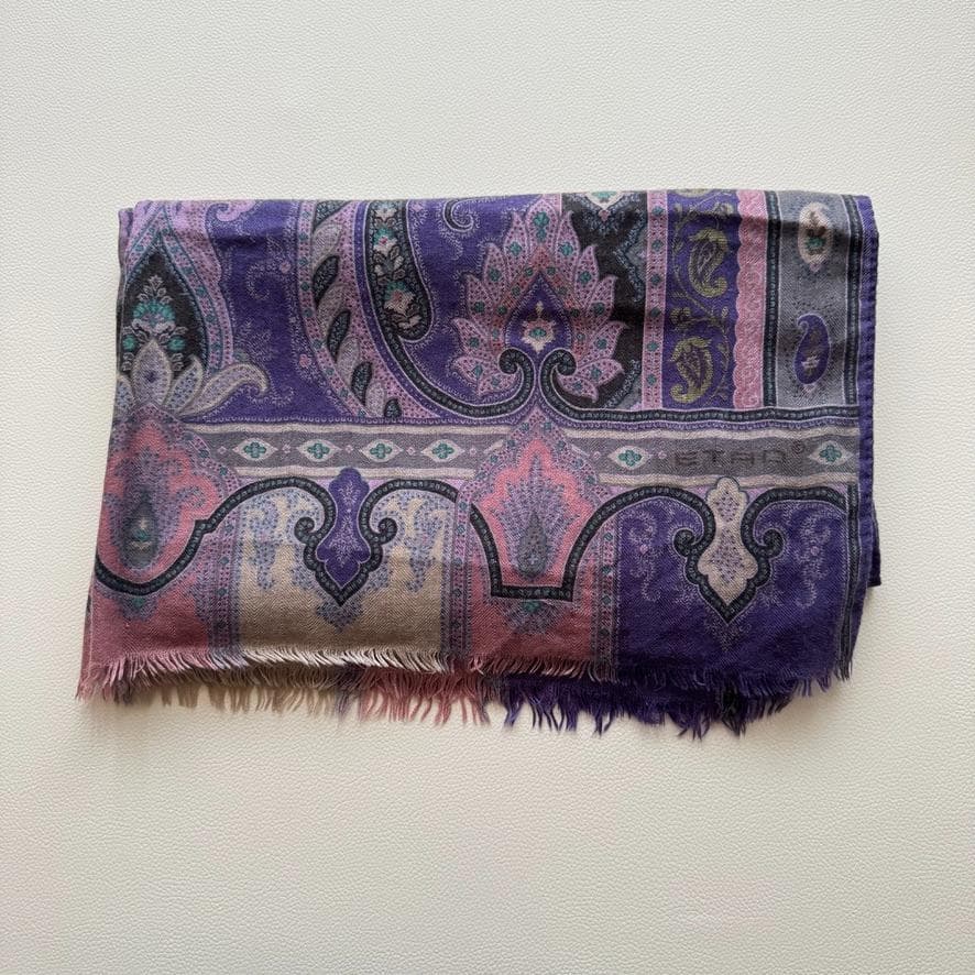 ETRO ペイズリー柄 カシミヤ　シルク　大判ストール　ショール　スカーフ美品⭐︎