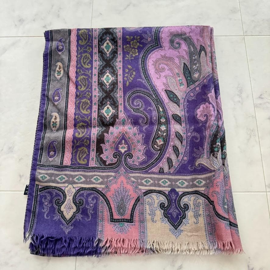 ETRO ペイズリー柄 カシミヤ　シルク　大判ストール　ショール　スカーフ美品⭐︎