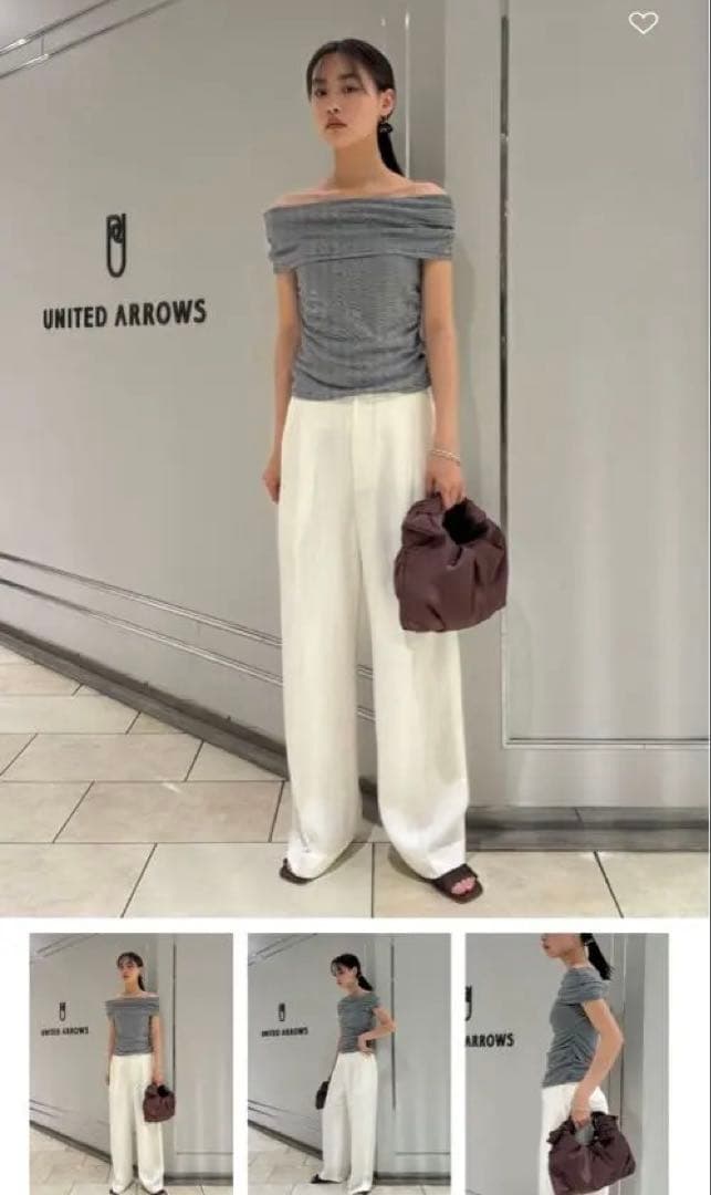 BEAUTY&YOUTH コットンフライス オフショルダー トップス