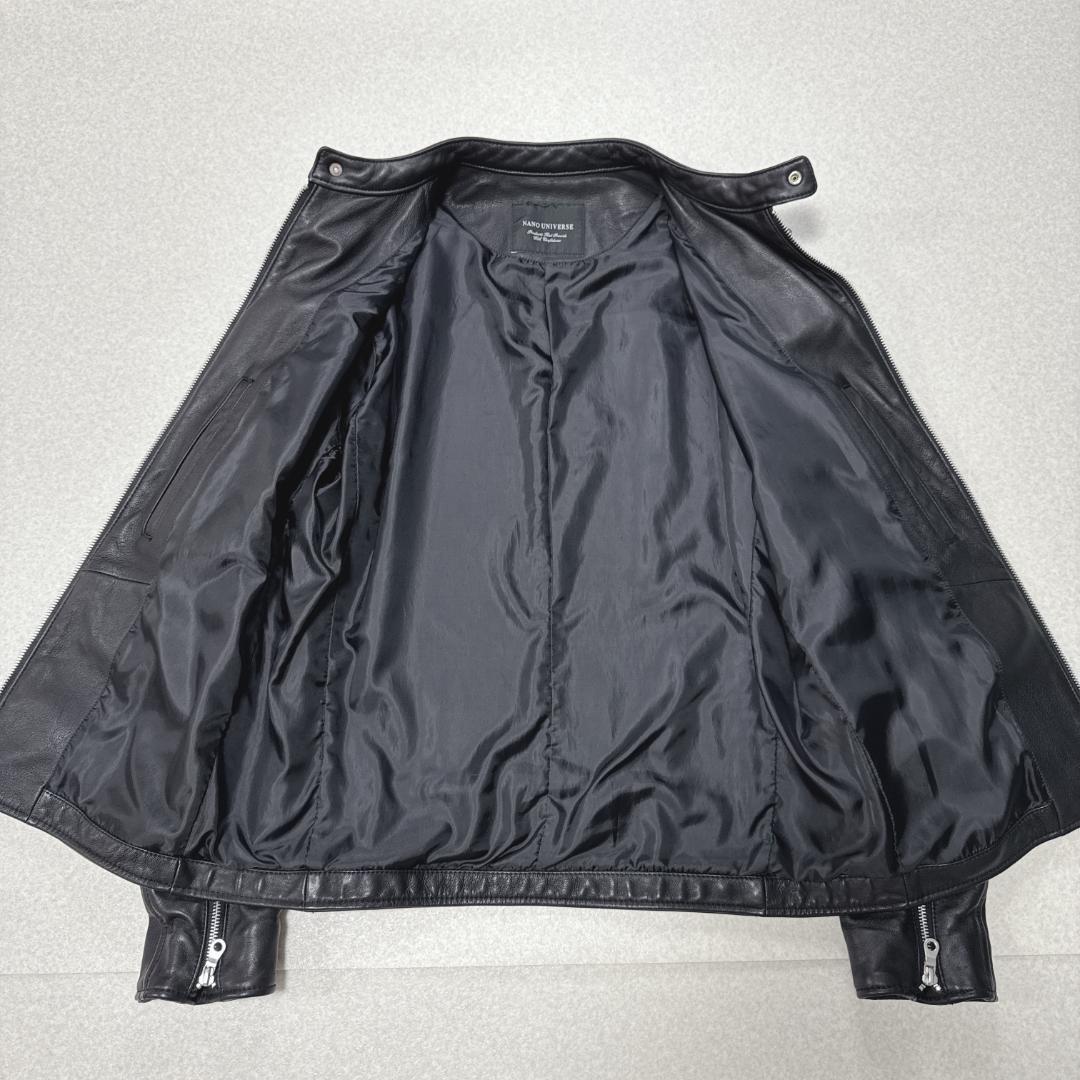 美品⭐️ナノユニバース レザーシングルライダースジャケット 黒 L ラムレザー