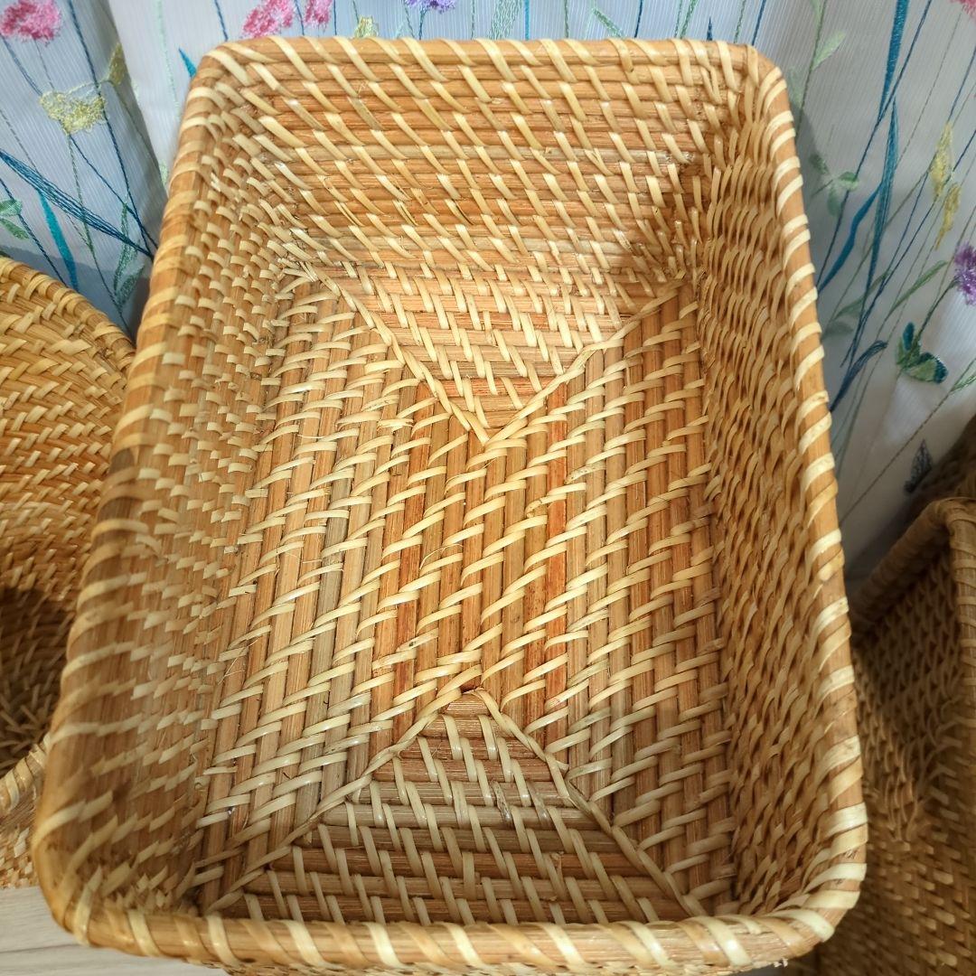 重なるラタン　ダストボックスセット　無印　NITORI