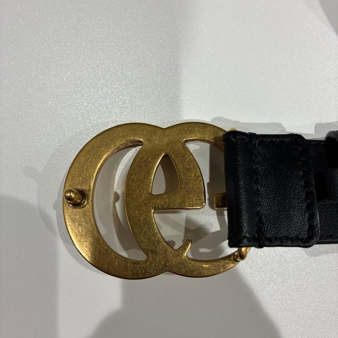 S*X様 GUCCI ブラックレザー ベルト GGロゴ