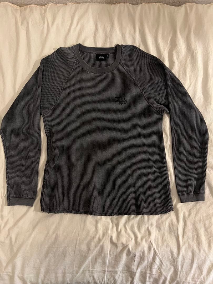 Stussy グレー リブ編み トレーナー S