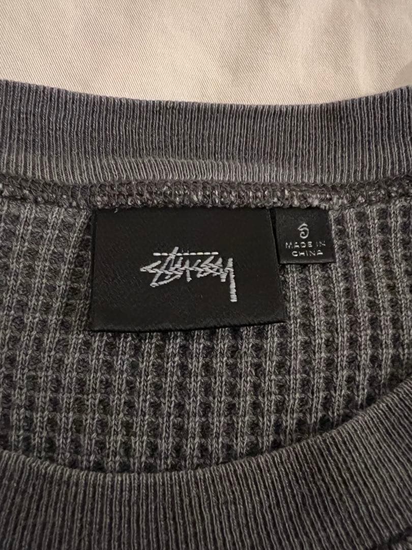 Stussy グレー リブ編み トレーナー S
