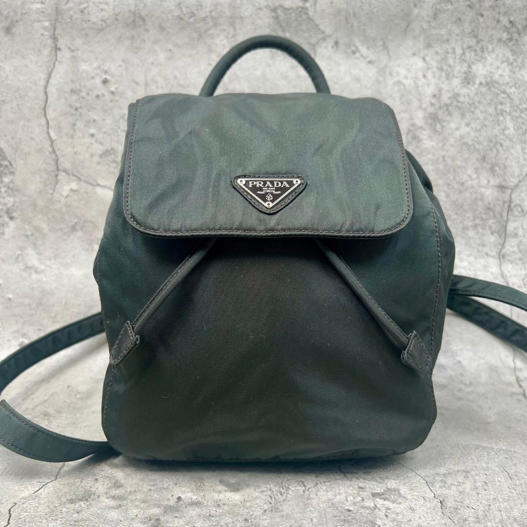 美品/カード付✨PRADA プラダ　リュック　バックパック　ミニリュック　カーキ