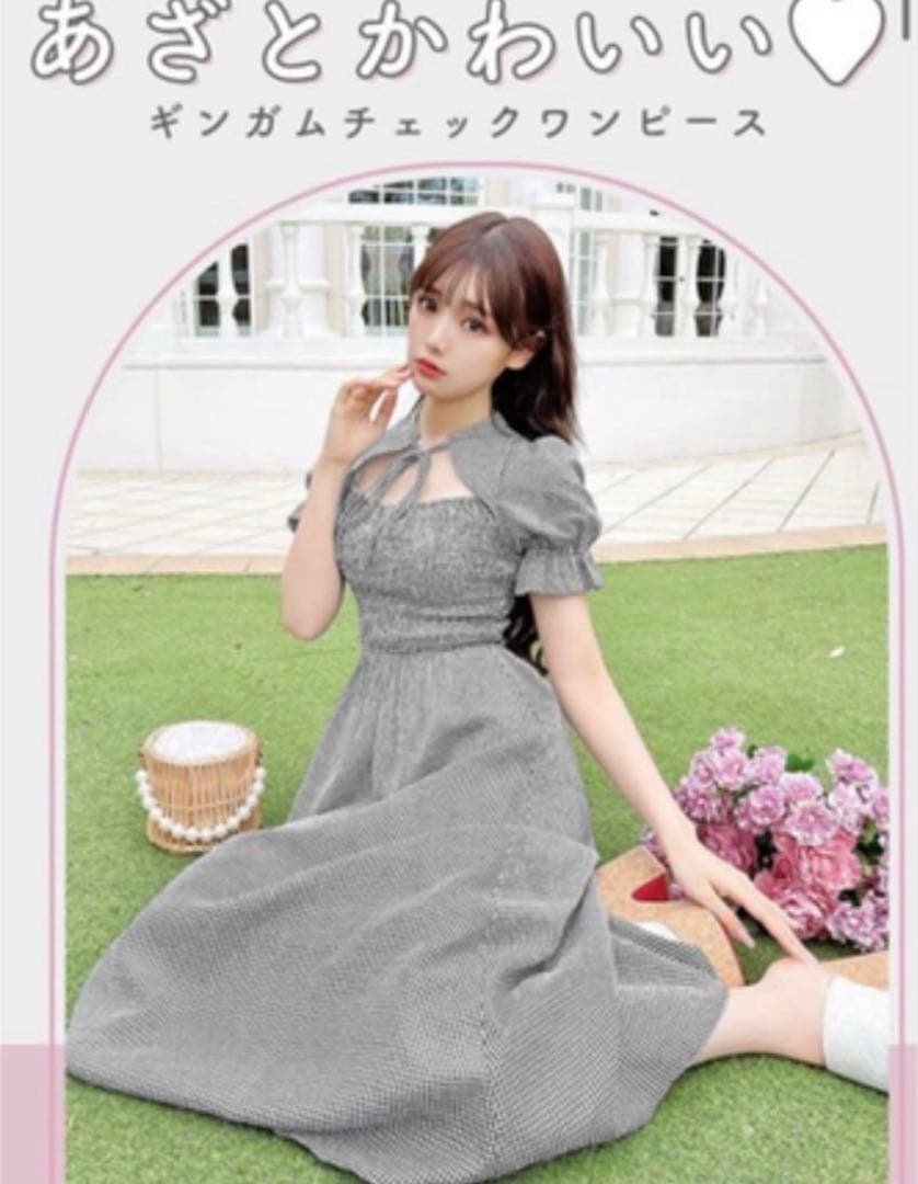 ギンガムチェックワンピース ミシェルマカロン - メルカリ