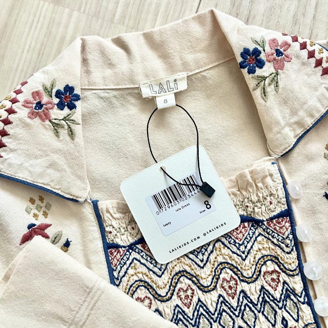 25AW新作未使用タグ付き★ Lali Kids エンブロイダリーワンピ 8Y